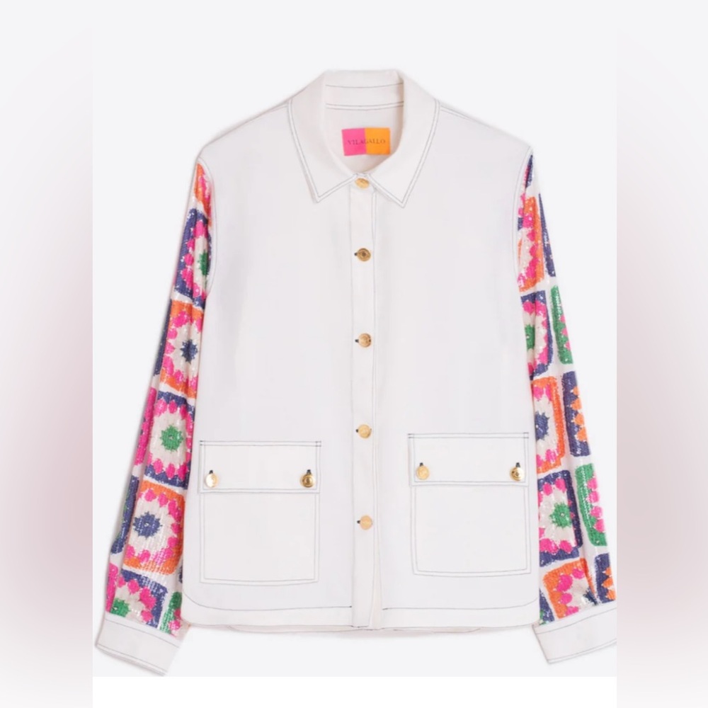Vilagallo Olivia Crochet Sequin Jacket NWT